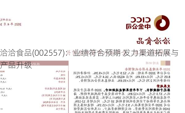 洽洽食品(002557)：业绩符合预期 发力渠道拓展与产品升级