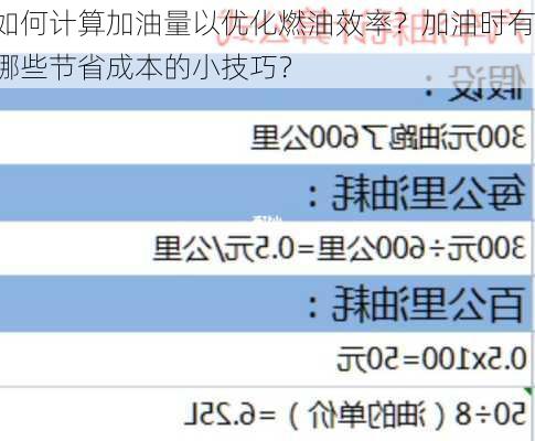 如何计算加油量以优化燃油效率？加油时有哪些节省成本的小技巧？