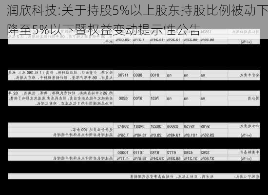 润欣科技:关于持股5%以上股东持股比例被动下降至5%以下暨权益变动提示性公告