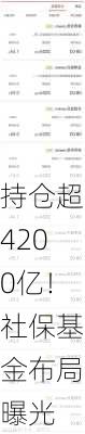 持仓超4200亿！社保基金布局曝光