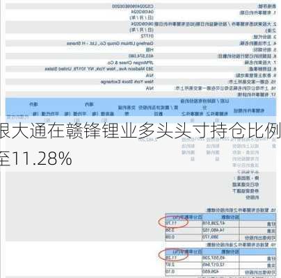 摩根大通在赣锋锂业多头头寸持仓比例降至11.28%