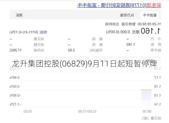 龙升集团控股(06829)9月11日起短暂停牌