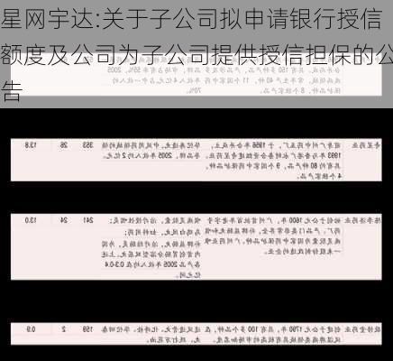 星网宇达:关于子公司拟申请银行授信额度及公司为子公司提供授信担保的公告