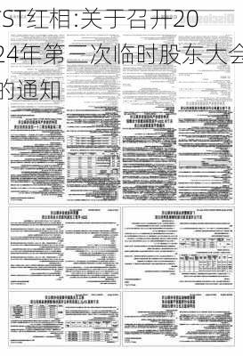 *ST红相:关于召开2024年第三次临时股东大会的通知