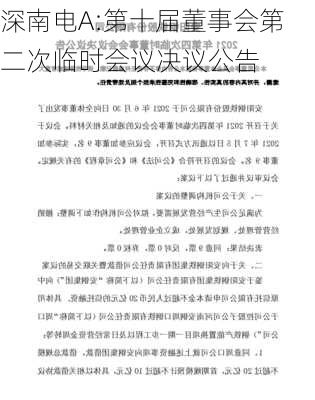 深南电A:第十届董事会第二次临时会议决议公告