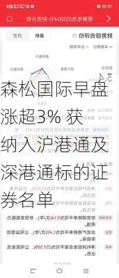 森松国际早盘涨超3% 获纳入沪港通及深港通标的证券名单