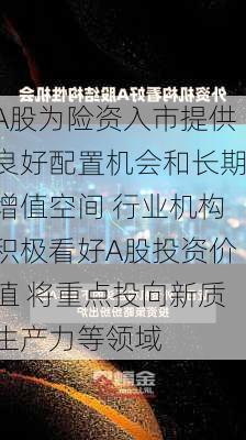 A股为险资入市提供良好配置机会和长期增值空间 行业机构积极看好A股投资价值 将重点投向新质生产力等领域