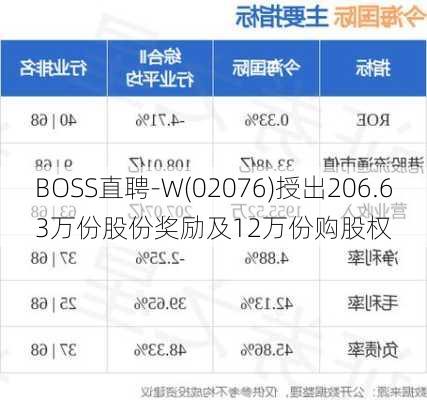 BOSS直聘-W(02076)授出206.63万份股份奖励及12万份购股权