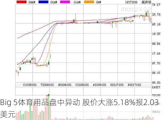 Big 5体育用品盘中异动 股价大涨5.18%报2.03美元