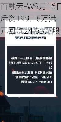 百融云-W9月16日斥资199.16万港元回购24.65万股