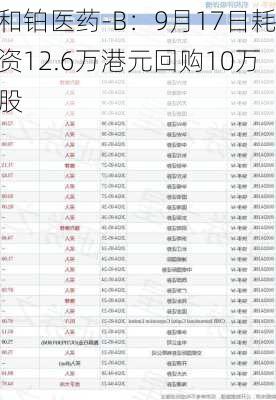 和铂医药-B：9月17日耗资12.6万港元回购10万股