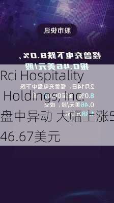 Rci Hospitality Holdings, Inc.盘中异动 大幅上涨5.04%报46.67美元