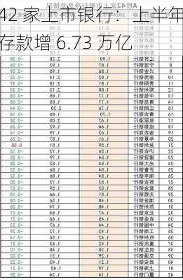 42 家上市银行：上半年存款增 6.73 万亿