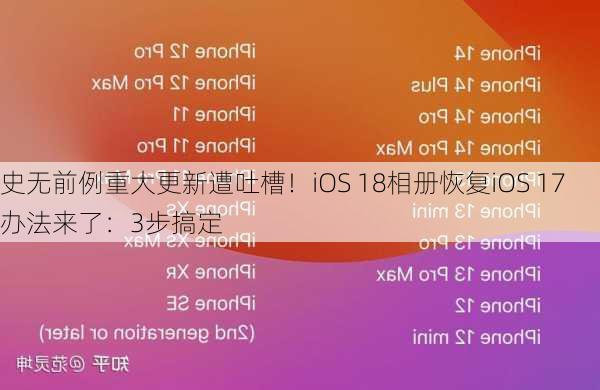 史无前例重大更新遭吐槽！iOS 18相册恢复iOS 17办法来了：3步搞定