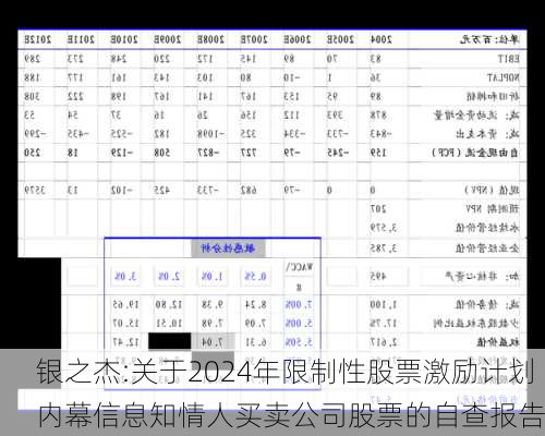 银之杰:关于2024年限制性股票激励计划内幕信息知情人买卖公司股票的自查报告