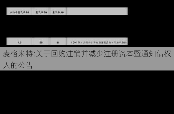 麦格米特:关于回购注销并减少注册资本暨通知债权人的公告