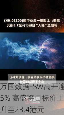 万国数据-SW高开逾5% 高盛将目标价上升至23.4港元