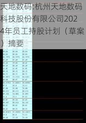 天地数码:杭州天地数码科技股份有限公司2024年员工持股计划（草案）摘要