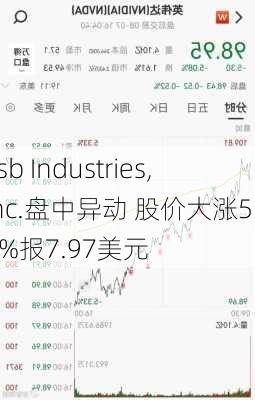 Lsb Industries, Inc.盘中异动 股价大涨5.08%报7.97美元