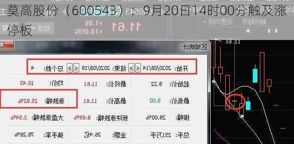 莫高股份（600543）：9月20日14时00分触及涨停板