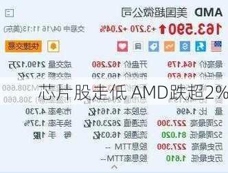 芯片股走低 AMD跌超2%