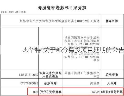 杰华特:关于部分募投项目延期的公告