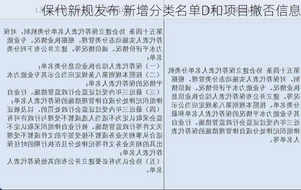 保代新规发布 新增分类名单D和项目撤否信息