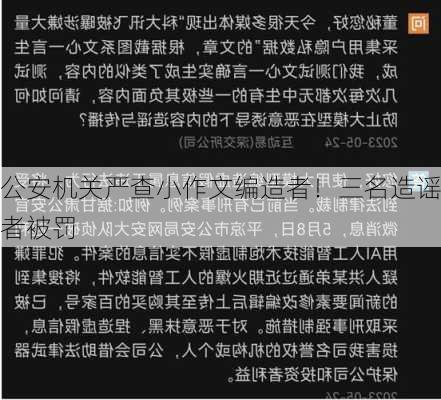 公安机关严查小作文编造者！三名造谣者被罚