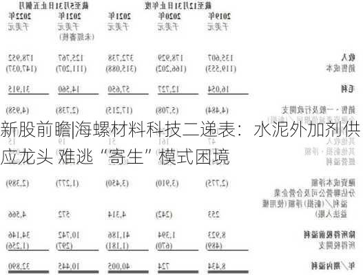 新股前瞻|海螺材料科技二递表：水泥外加剂供应龙头 难逃“寄生”模式困境