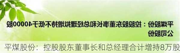 平煤股份：控股股东董事长和总经理合计增持8万股