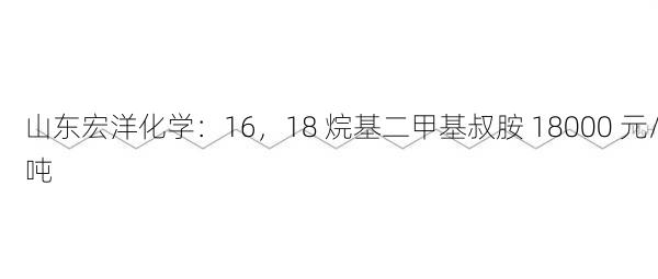 山东宏洋化学：16，18 烷基二甲基叔胺 18000 元/吨