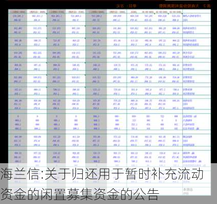 海兰信:关于归还用于暂时补充流动资金的闲置募集资金的公告