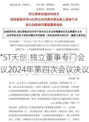 *ST天创:独立董事专门会议2024年第四次会议决议