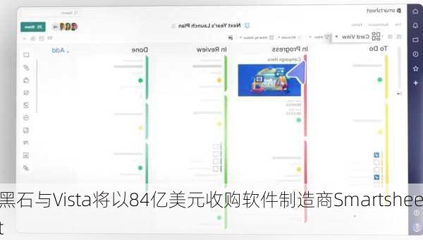 黑石与Vista将以84亿美元收购软件制造商Smartsheet