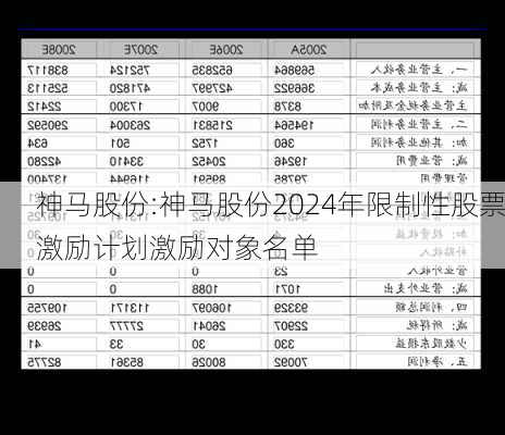 神马股份:神马股份2024年限制性股票激励计划激励对象名单