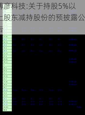 博彦科技:关于持股5%以上股东减持股份的预披露公告