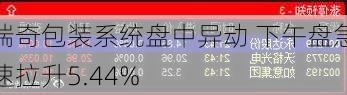 瑞奇包装系统盘中异动 下午盘急速拉升5.44%