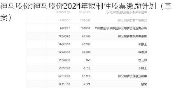 神马股份:神马股份2024年限制性股票激励计划（草案）