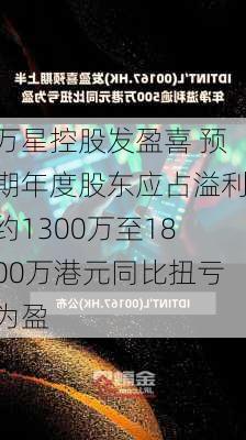 万星控股发盈喜 预期年度股东应占溢利约1300万至1800万港元同比扭亏为盈