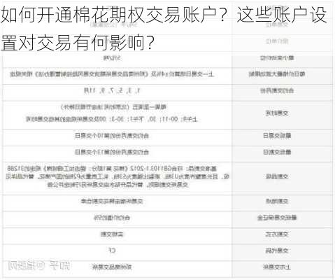 如何开通棉花期权交易账户？这些账户设置对交易有何影响？