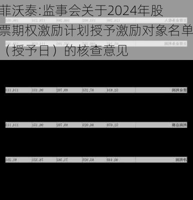 菲沃泰:监事会关于2024年股票期权激励计划授予激励对象名单（授予日）的核查意见