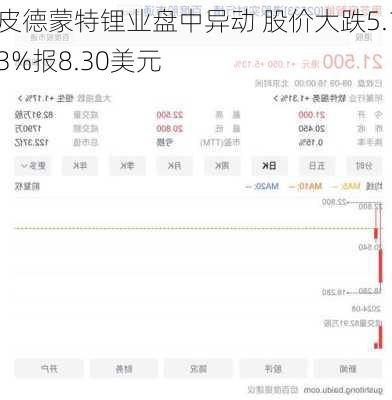 皮德蒙特锂业盘中异动 股价大跌5.13%报8.30美元