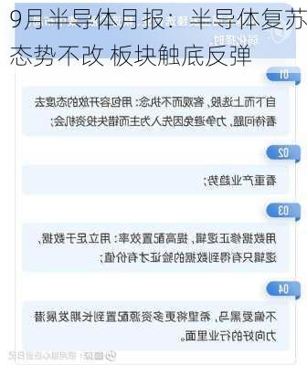 9月半导体月报：半导体复苏态势不改 板块触底反弹