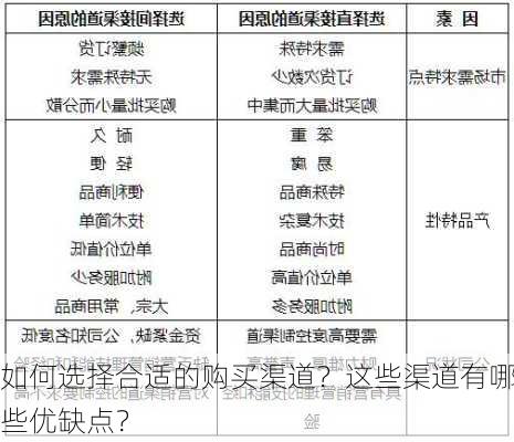 如何选择合适的购买渠道？这些渠道有哪些优缺点？