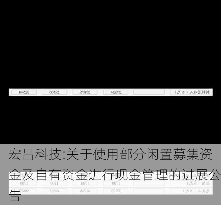 宏昌科技:关于使用部分闲置募集资金及自有资金进行现金管理的进展公告