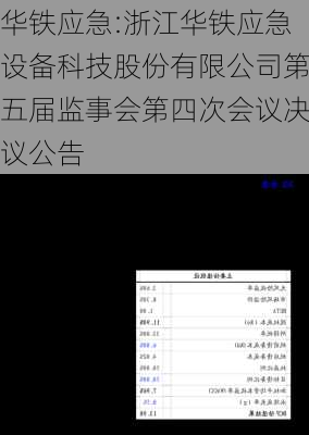 华铁应急:浙江华铁应急设备科技股份有限公司第五届监事会第四次会议决议公告