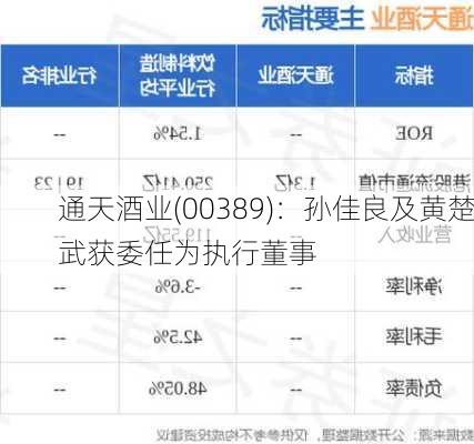 通天酒业(00389)：孙佳良及黄楚武获委任为执行董事