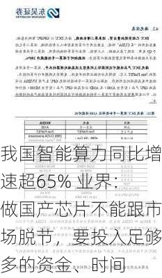 我国智能算力同比增速超65% 业界：做国产芯片不能跟市场脱节，要投入足够多的资金、时间