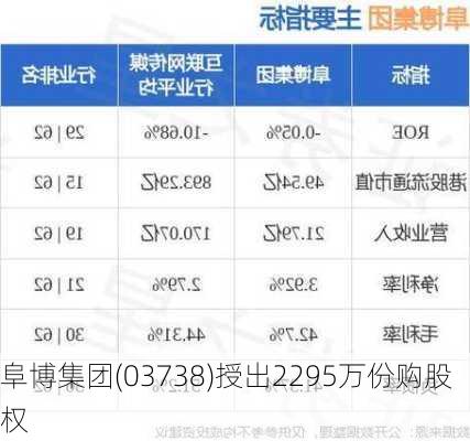 阜博集团(03738)授出2295万份购股权