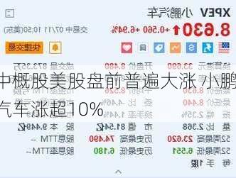 中概股美股盘前普遍大涨 小鹏汽车涨超10%